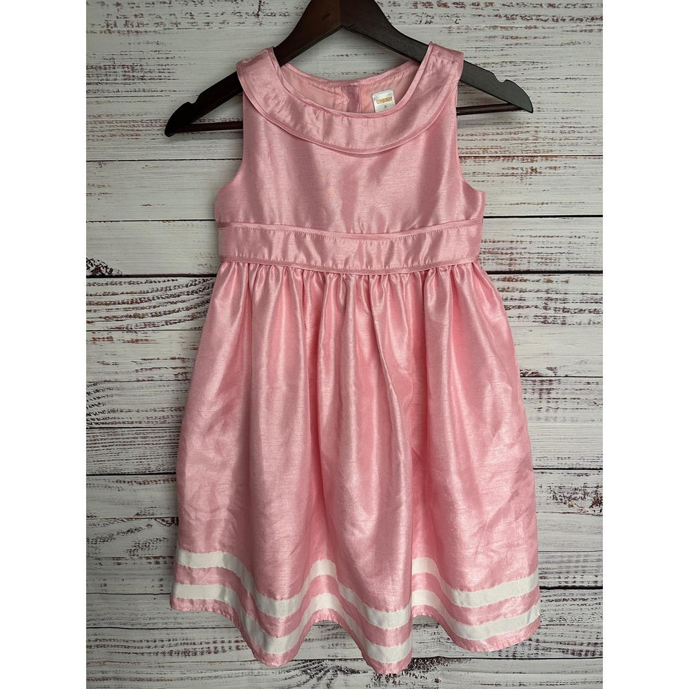 Gymboree Spring Jubilee Party Dress Girls 8 Pink White Ribbon Bow Formal Shimmer